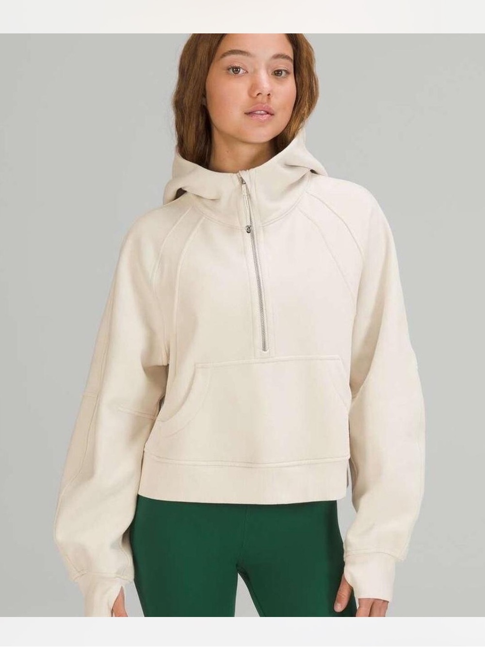 LULULEMON Oversized Scuba Half-Zip Hoodie‎ Pullover Sweatshirt Cream XS/S